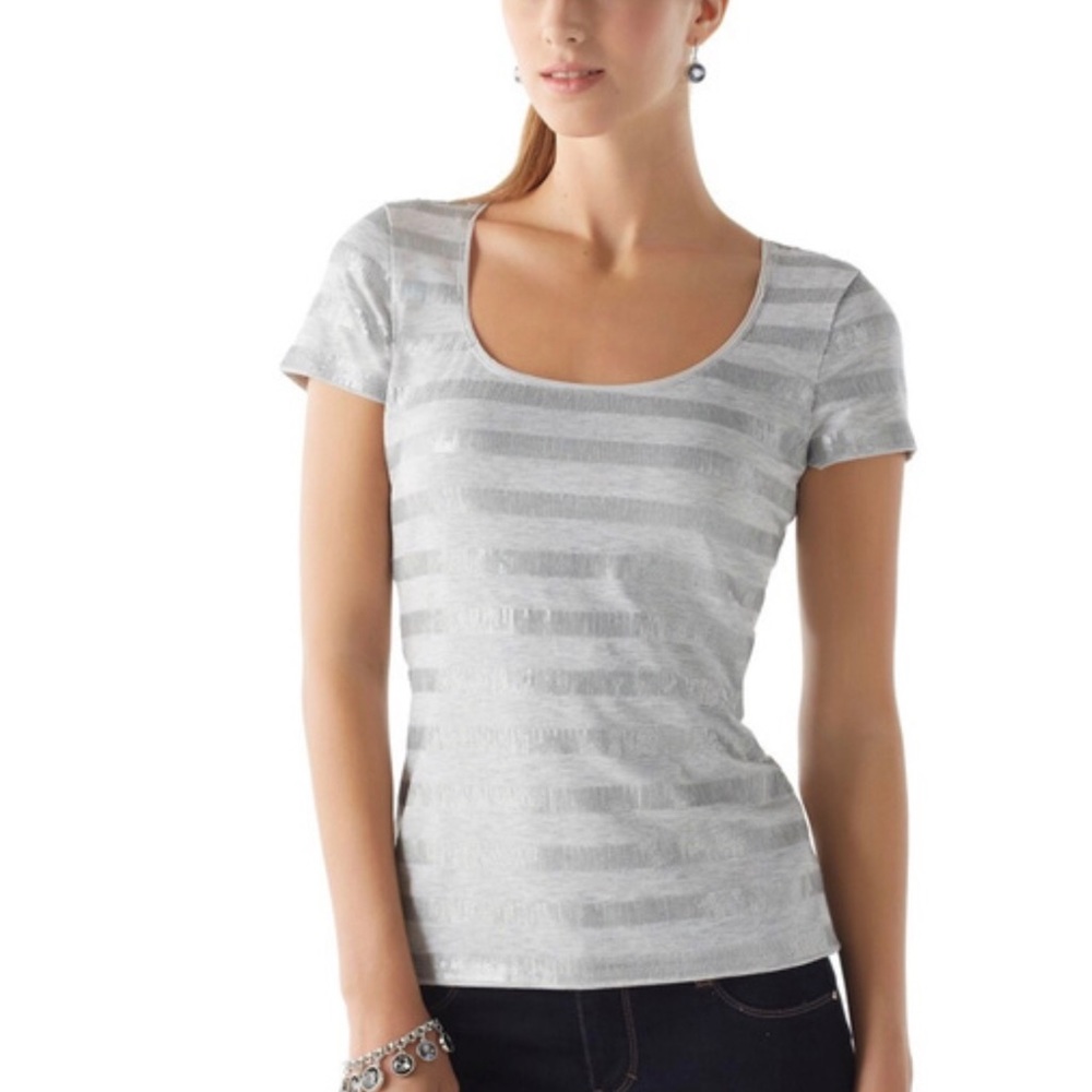 WHBM sequin stripe tee